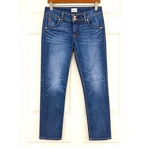 Hudson Women’s Skinny Mid Rise Medium Wash Stretch Ankle Blue Denim Jeans